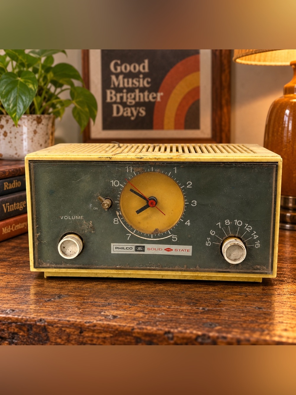 Vintage 1970s Philco Ford Solid State AM Clock Radio Working MCM Retro